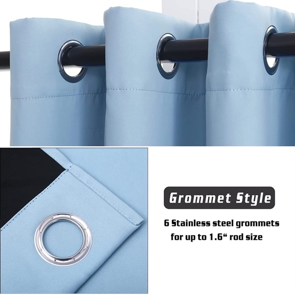 100% Blackout Curtains for Bedroom, Thermal Insulated Solid Full Light Blocking - Picture 3 of 6